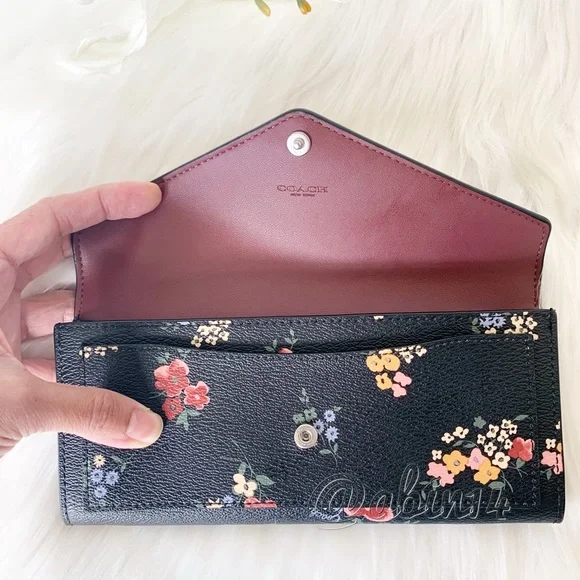 NWT Coach Slim Envelope Canvas Leather Floral Wallet - Picture 2 of 8